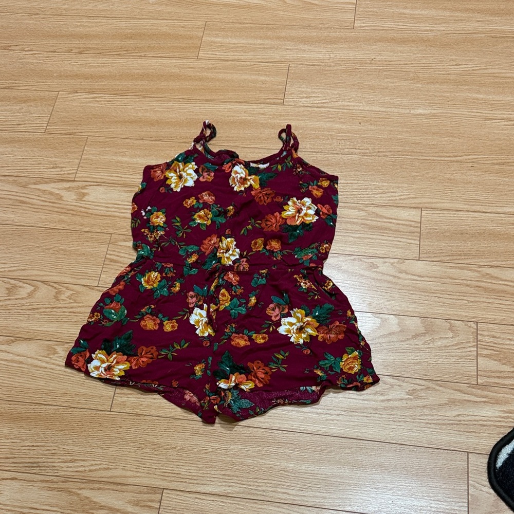 Floral Romper - Burgundy